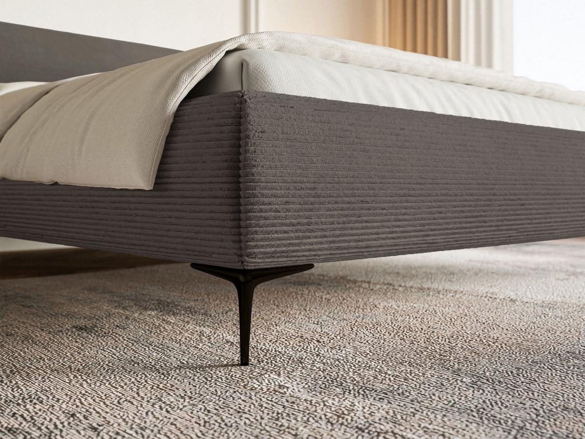 POLSTERBETT Roule Cord Grau 160x200 cm - Schwarz/Grau, Textil/Metall (140/200cm) - Selsey