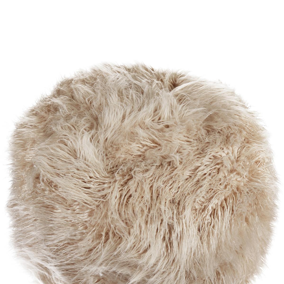 POUF Webpelz Beige Tukki - Beige, Kunststoff (50/30/50cm) - Beliani