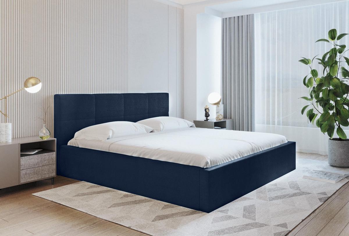 POLSTERBETT Monor 160/200 cm in Blau – mit Bettkasten und viel Komfort - Blau/Schwarz, Holz/Holzwerkstoff (160/200cm) - AX Living