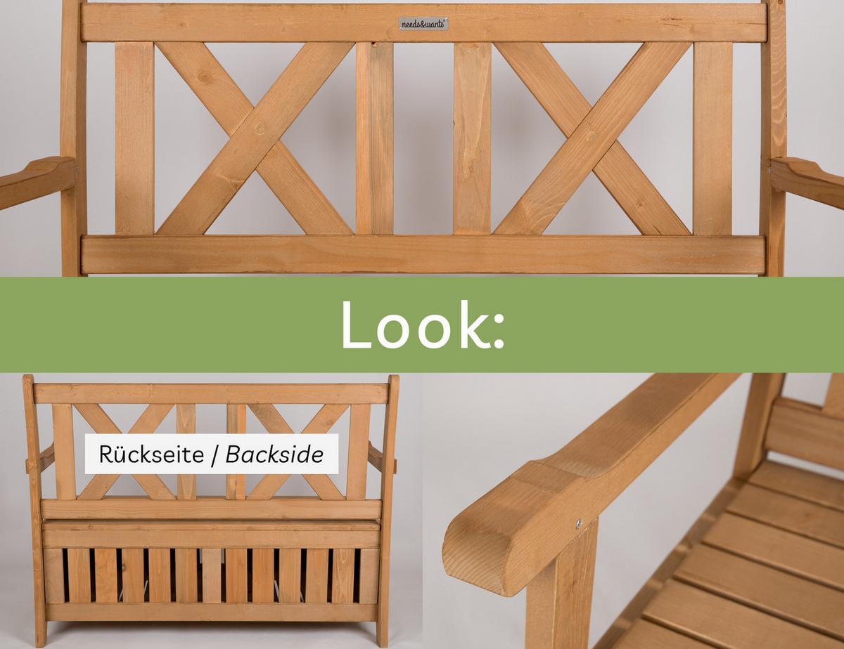 GARTENBANK aus Holz wetterfest mit Stauraum, für Balkon & Garten - Braun, Holz (115/85/58cm) - needs&wants