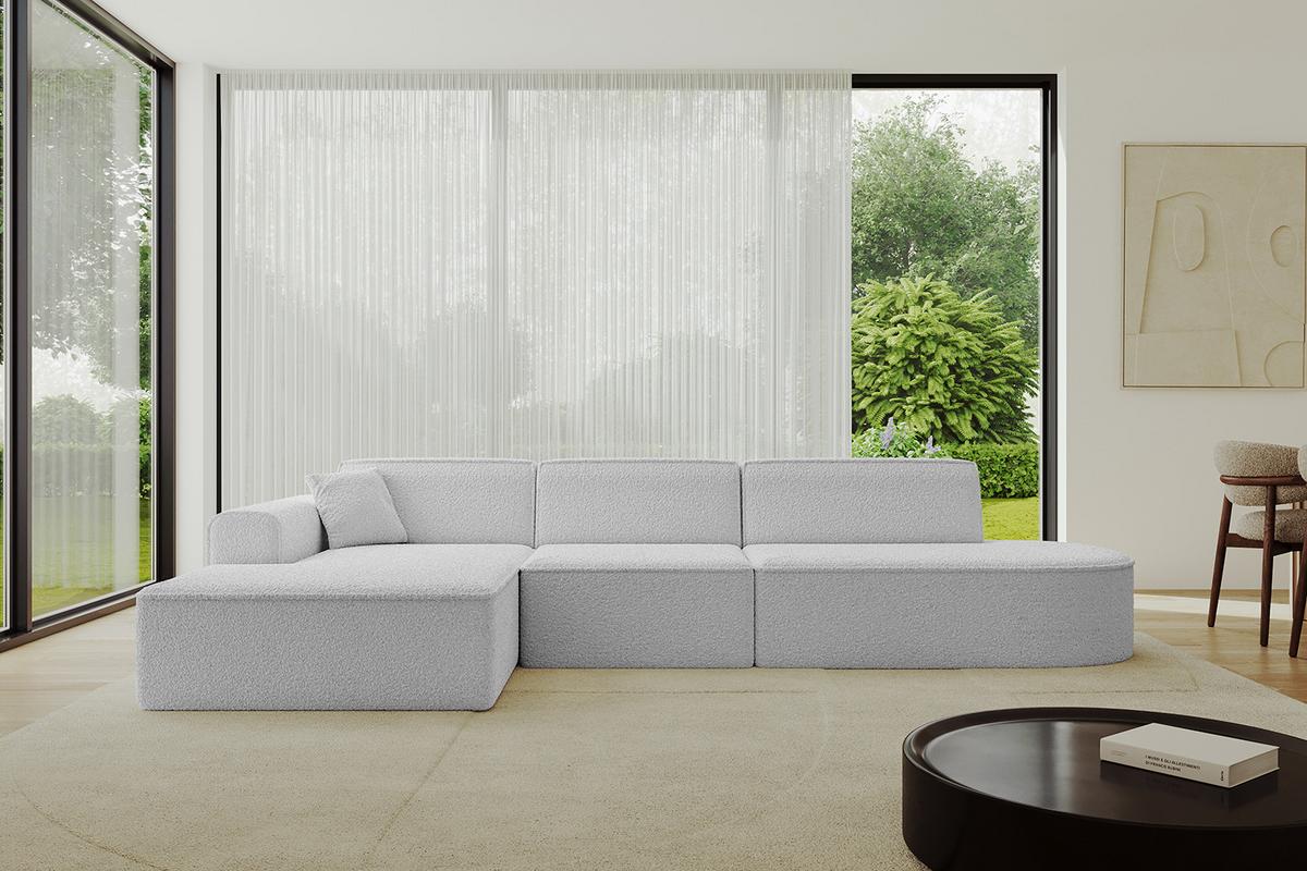 ECKSOFA Ottomane Links IREA-L2-v3 - 327x165x77 cm Hellgrau - Hellgrau, Holzwerkstoff/Textil (327/165cm) - ALTDECOR