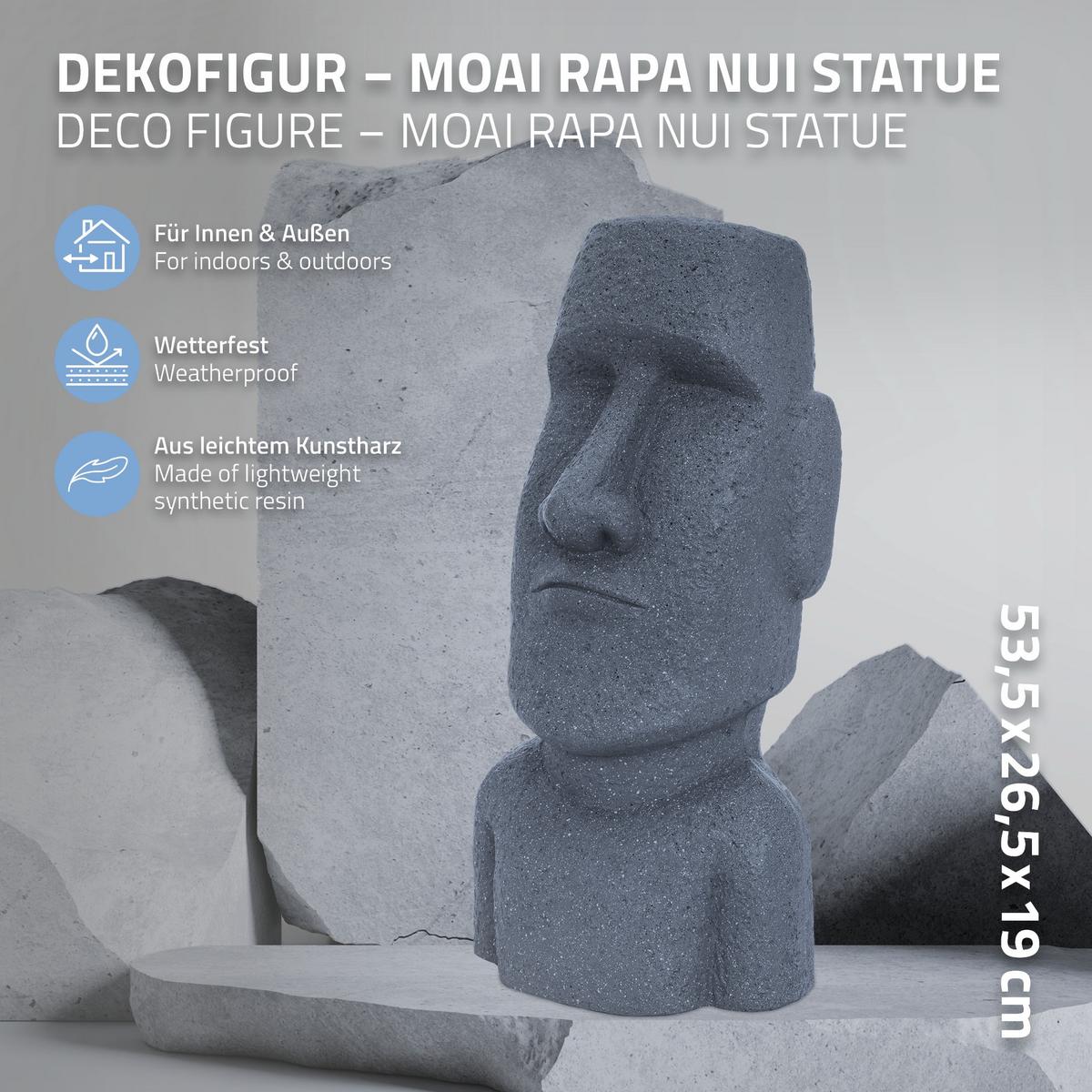 MOAI RAPA NUI STATUE 53,5 cm hoch Grau aus Polyresin - Grau, Kunststoff (19/53.5/26.5cm) - ECD-Germany
