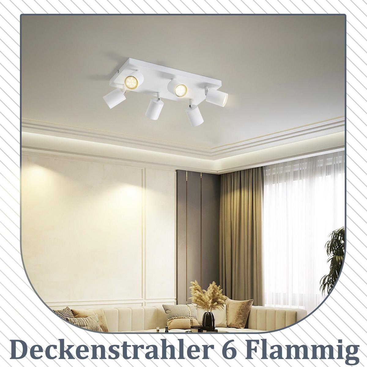 DECKENSTRAHLER Eiszapfen 6-flammig 40/20/14 cm - Weiß, Metall (40/20/14cm) - Nettlife