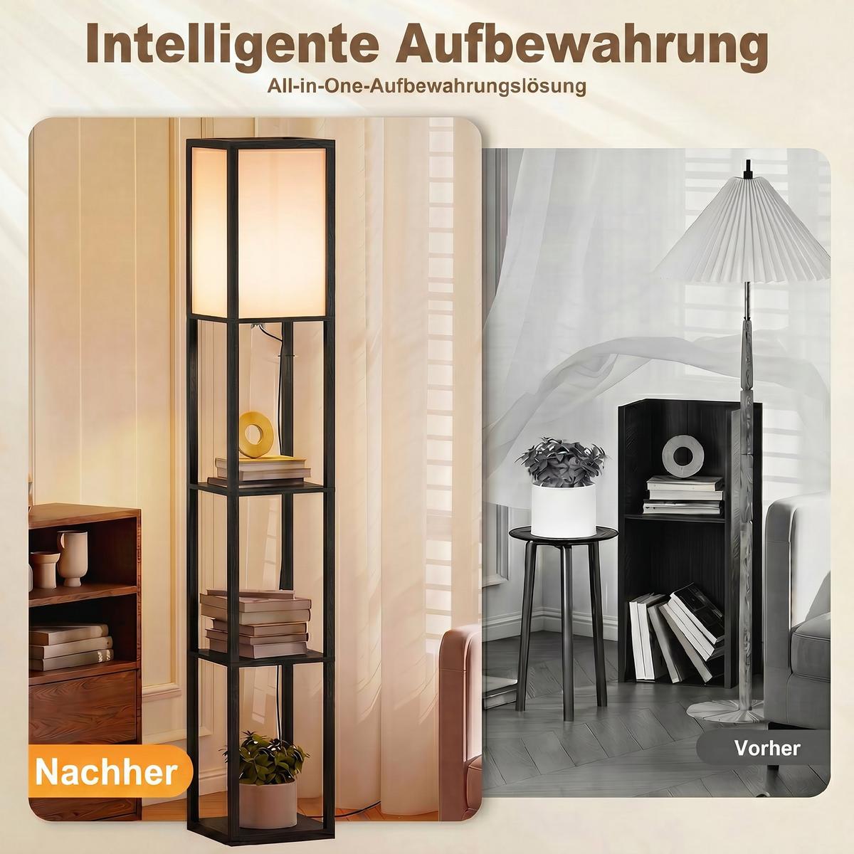 STEHLAMPE Acryl MDF Schwarz - Eichefarben, Holzwerkstoff (26/26/160cm) - HOMCOM