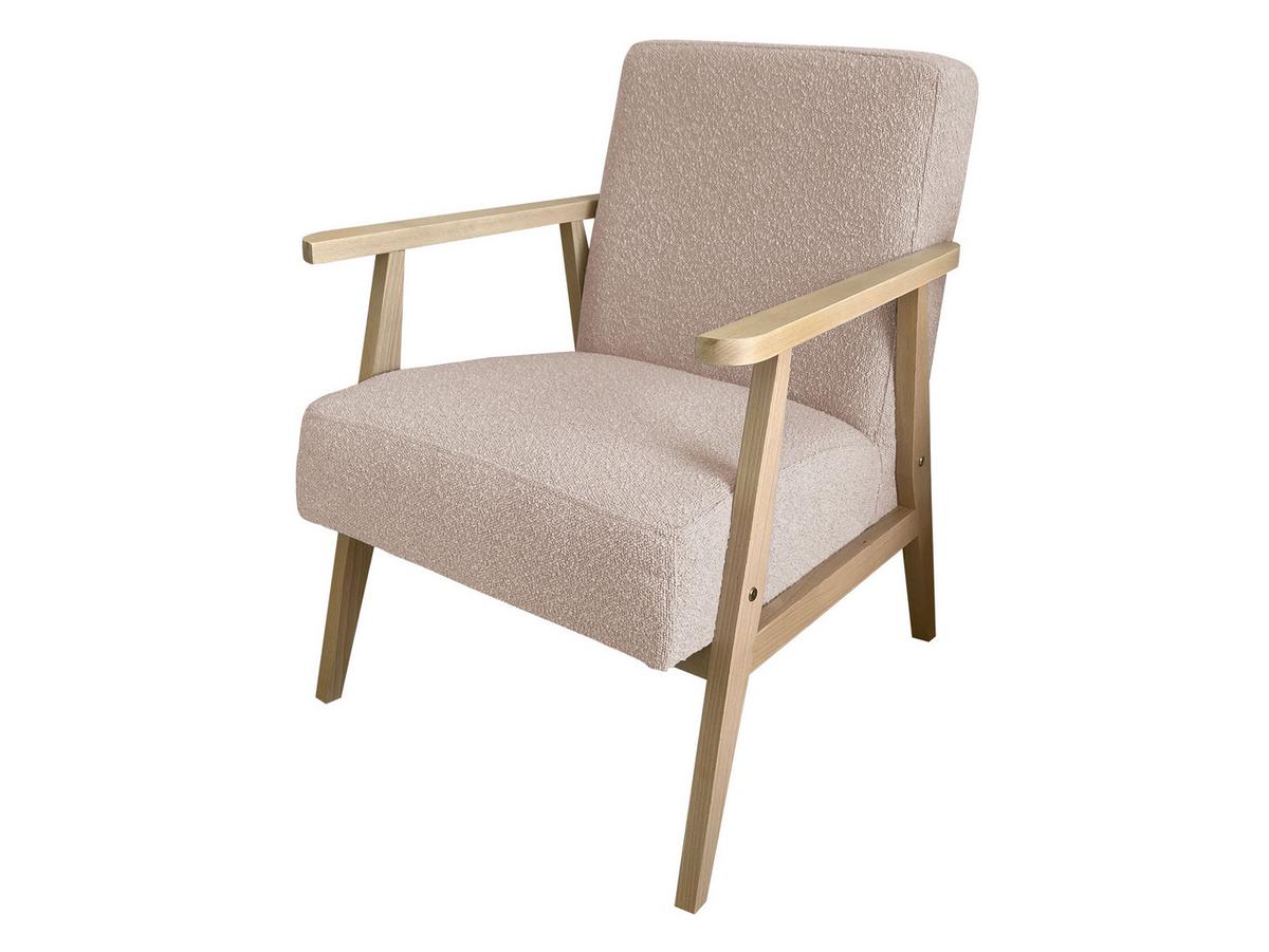 SESSEL Retro Boucle - Beige/Naturfarben, Holz/Textil (59/76/67cm) - MIRJAN24