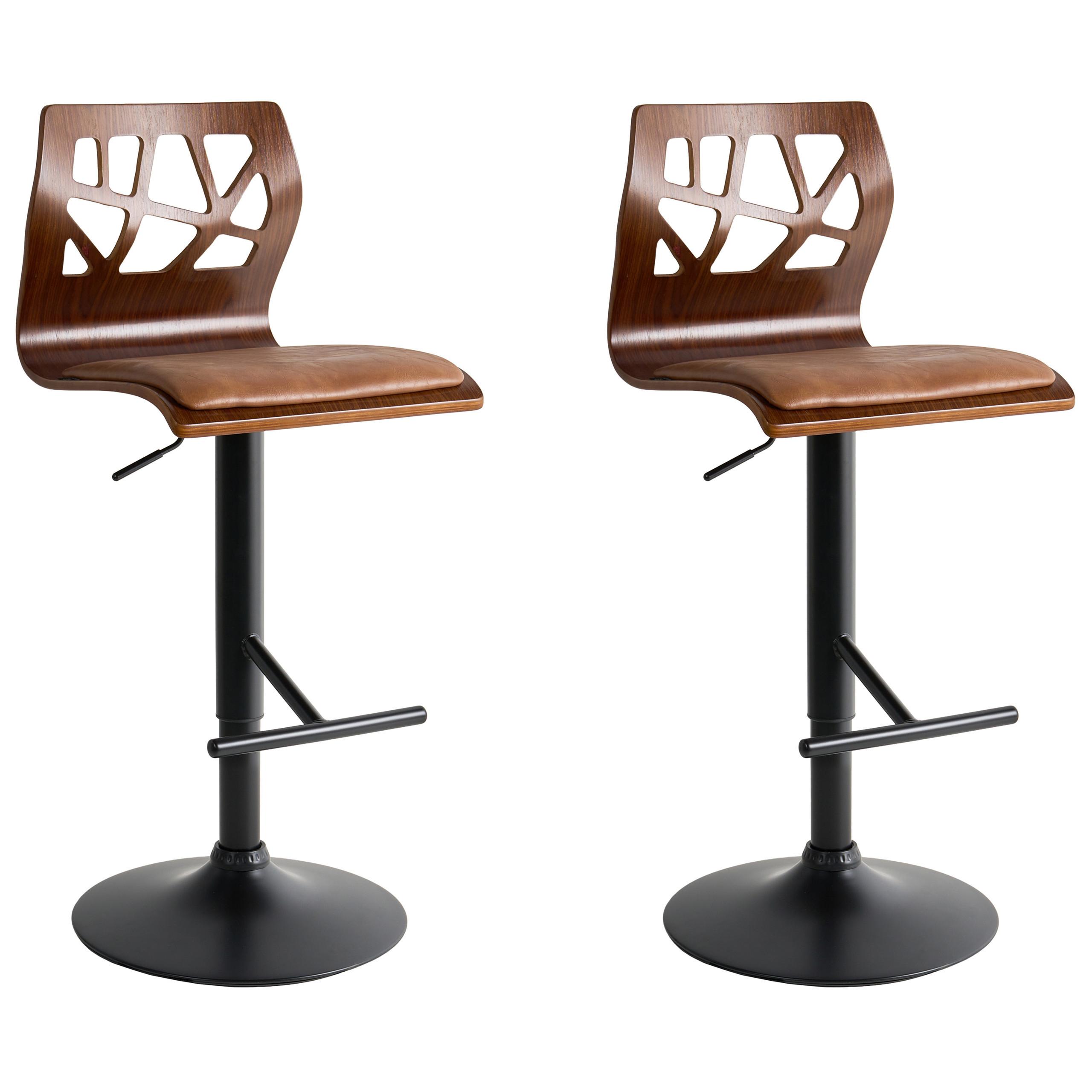 BARSTUHL 2er-Set Kunstleder Braun/Schwarz Petersburg - Schwarz/Braun, Holzwerkstoff/Metall (42/95/42cm) - Beliani