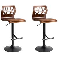 BARSTUHL 2er-Set Kunstleder Braun/Schwarz Petersburg - Schwarz/Braun, Holzwerkstoff/Metall (42/95/42cm) - Beliani