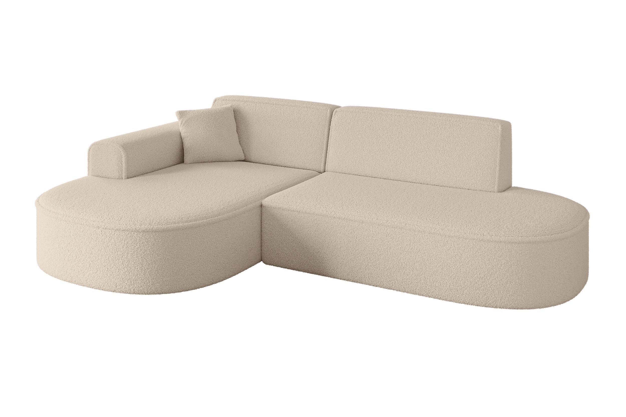 ECKSOFA Ottomane Links MARI-L1 - 243x171x79 cm Dunkelbeige Bouclé - Hellbraun/Schwarz, Holzwerkstoff/Kunststoff (243/171cm) - ALTDECOR