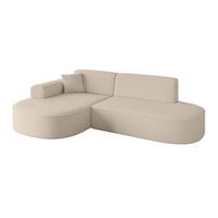 ECKSOFA Ottomane Links MARI-L1 - 243x171x79 cm Dunkelbeige Bouclé - Hellbraun/Schwarz, Holzwerkstoff/Kunststoff (243/171cm) - ALTDECOR