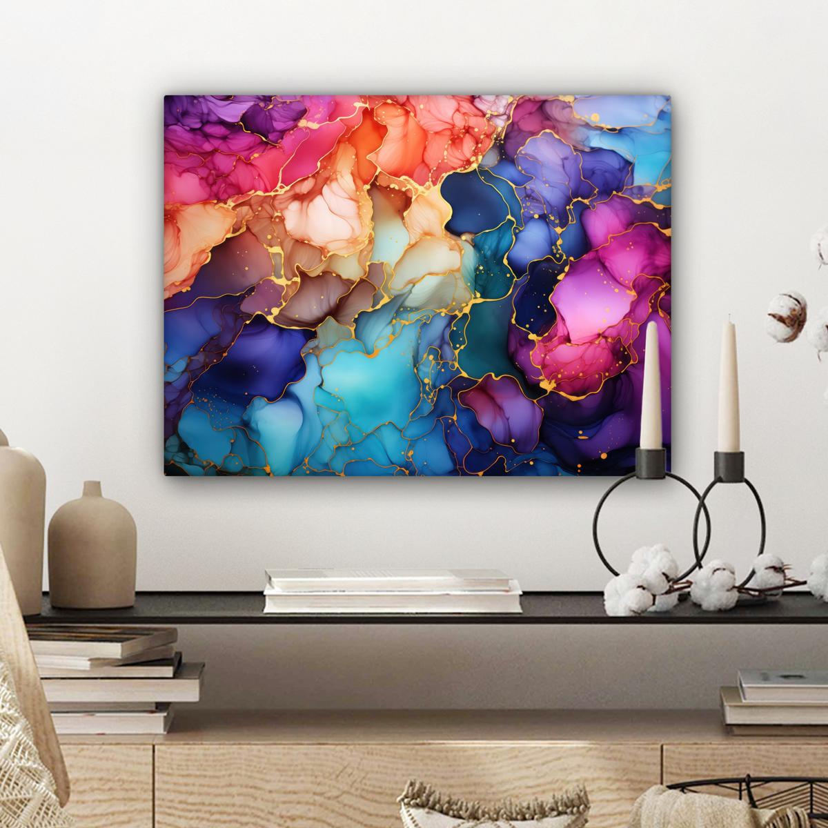 LEINWANDBILD Marmor - Bunt - Abstrakt Wandbild 40x30 cm - Multicolor, Textil (40/30cm) - MuchoWow