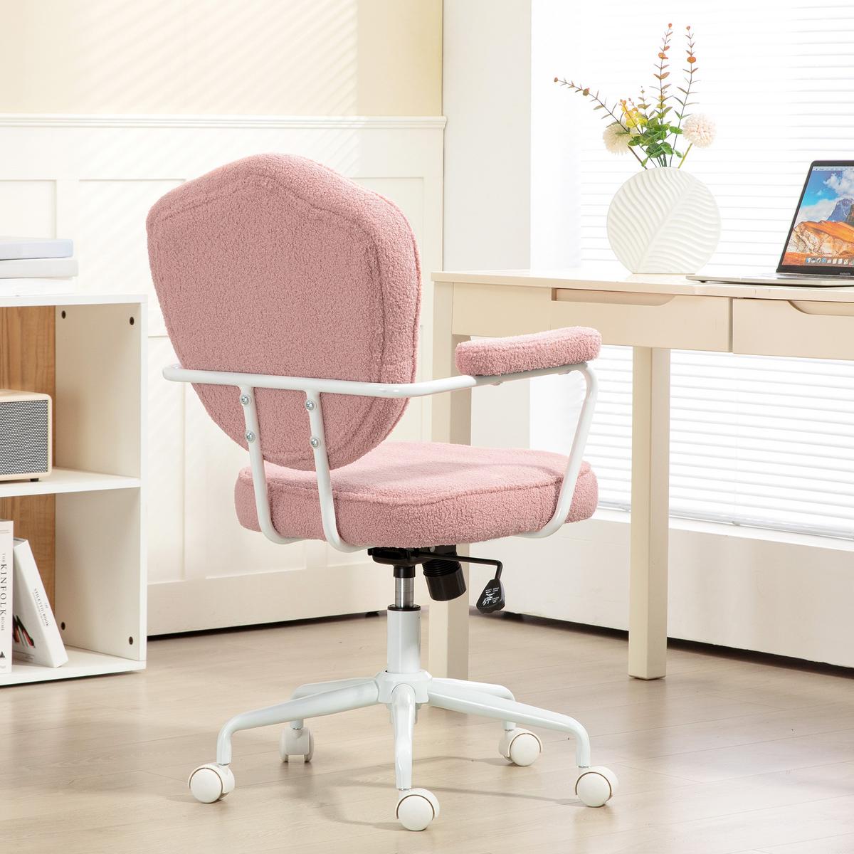 BÜROSTUHL, Ergonomisch Schreibtischstuhl mit Wippfunktion, Drehbar, Rosa - Rosa/Weiß, Kunststoff/Textil (61.5/101/63cm) - HOMCOM