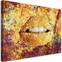WANDBILD abstrakte goldene lippen - Goldfarben, Textil (60/40cm) - Feeby