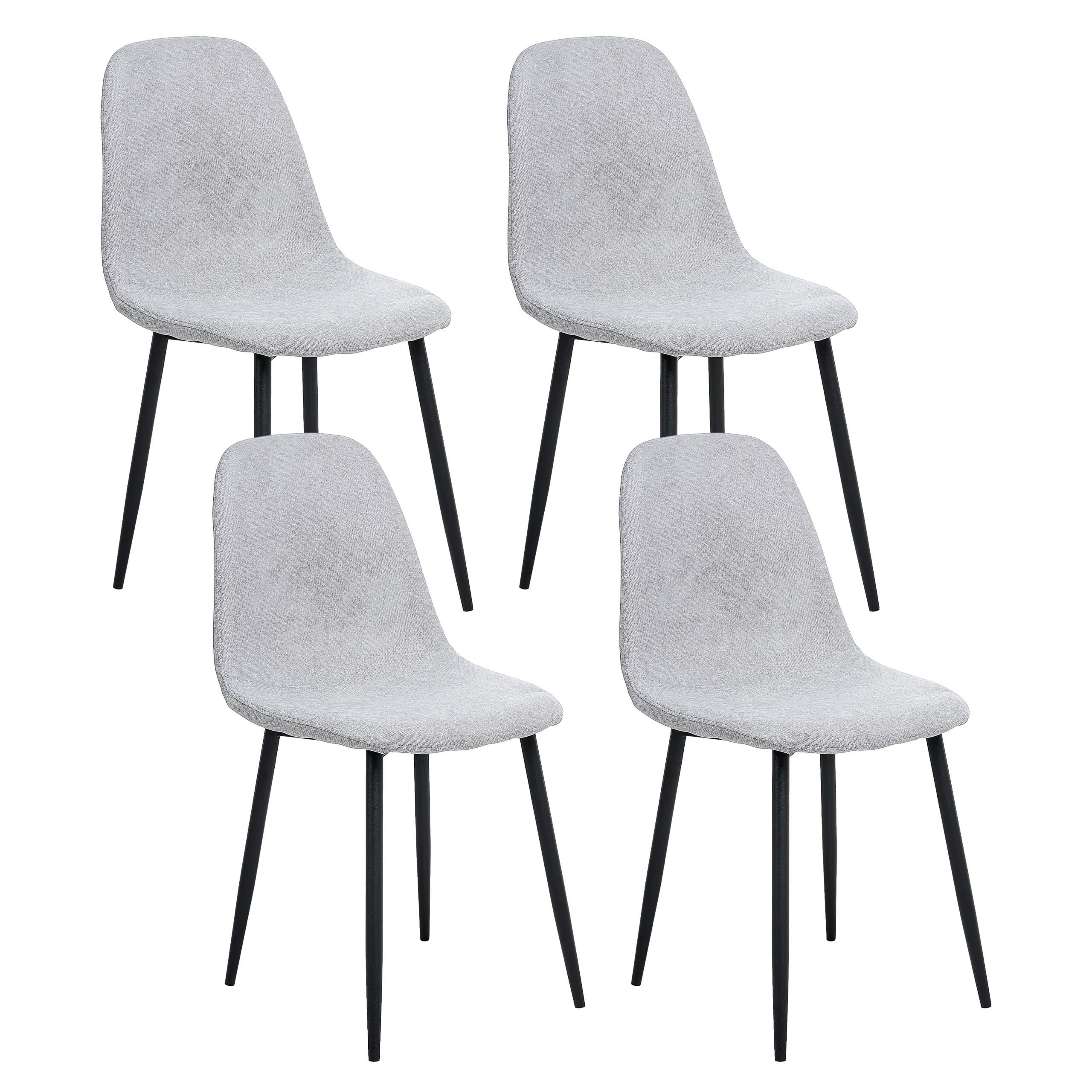 ESSZIMMERSTUHL 4er-Set Hellgrau Crandall - Hellgrau/Schwarz, Textil (44/87/53cm) - Beliani