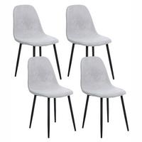 ESSZIMMERSTUHL 4er-Set Hellgrau Crandall - Hellgrau/Schwarz, Textil (44/87/53cm) - Beliani