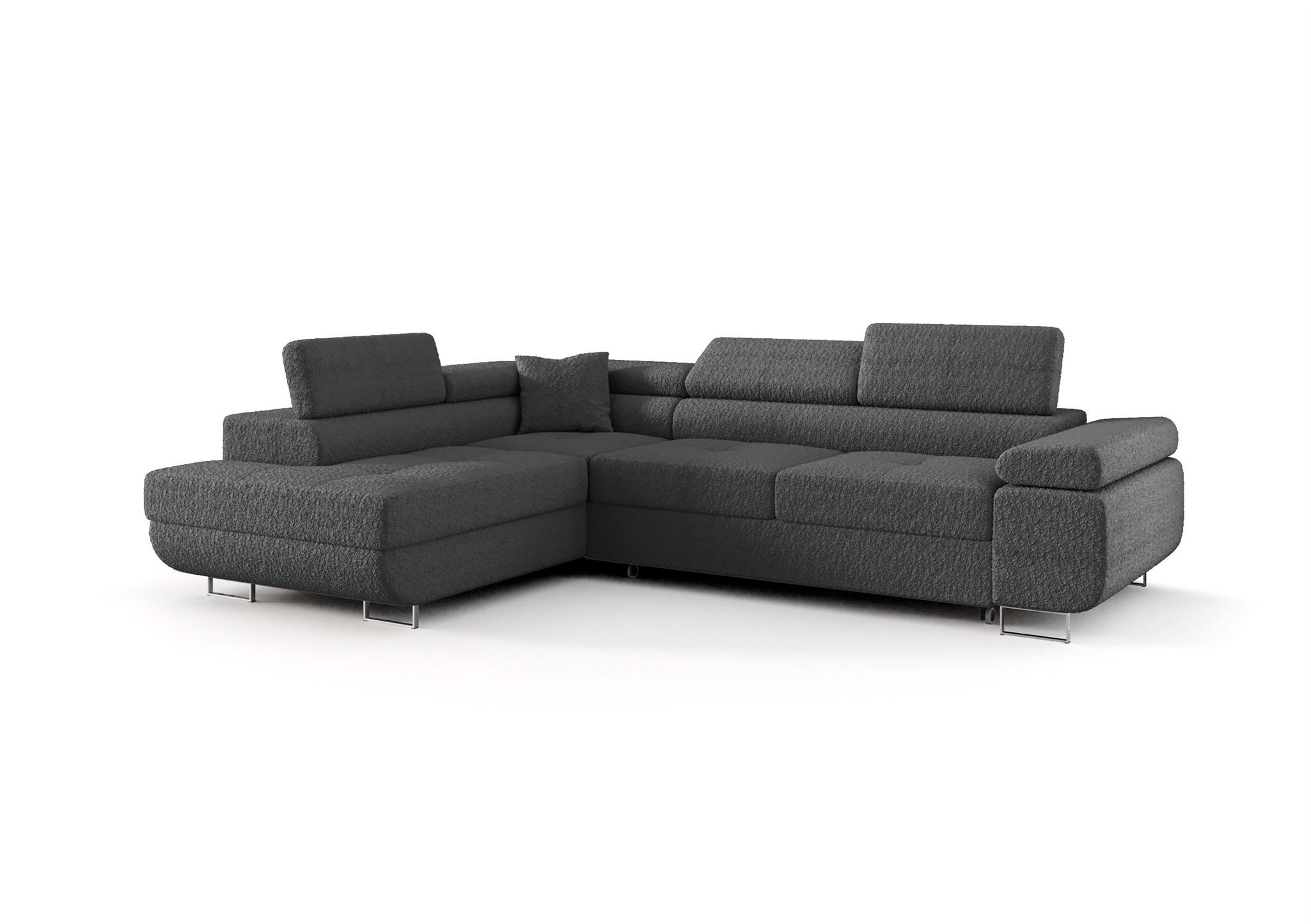 ECKSOFA Monaro Mit Schlaffunktion - Dunkelgrau, Holzwerkstoff/Textil (202/275cm) - Fun Möbel