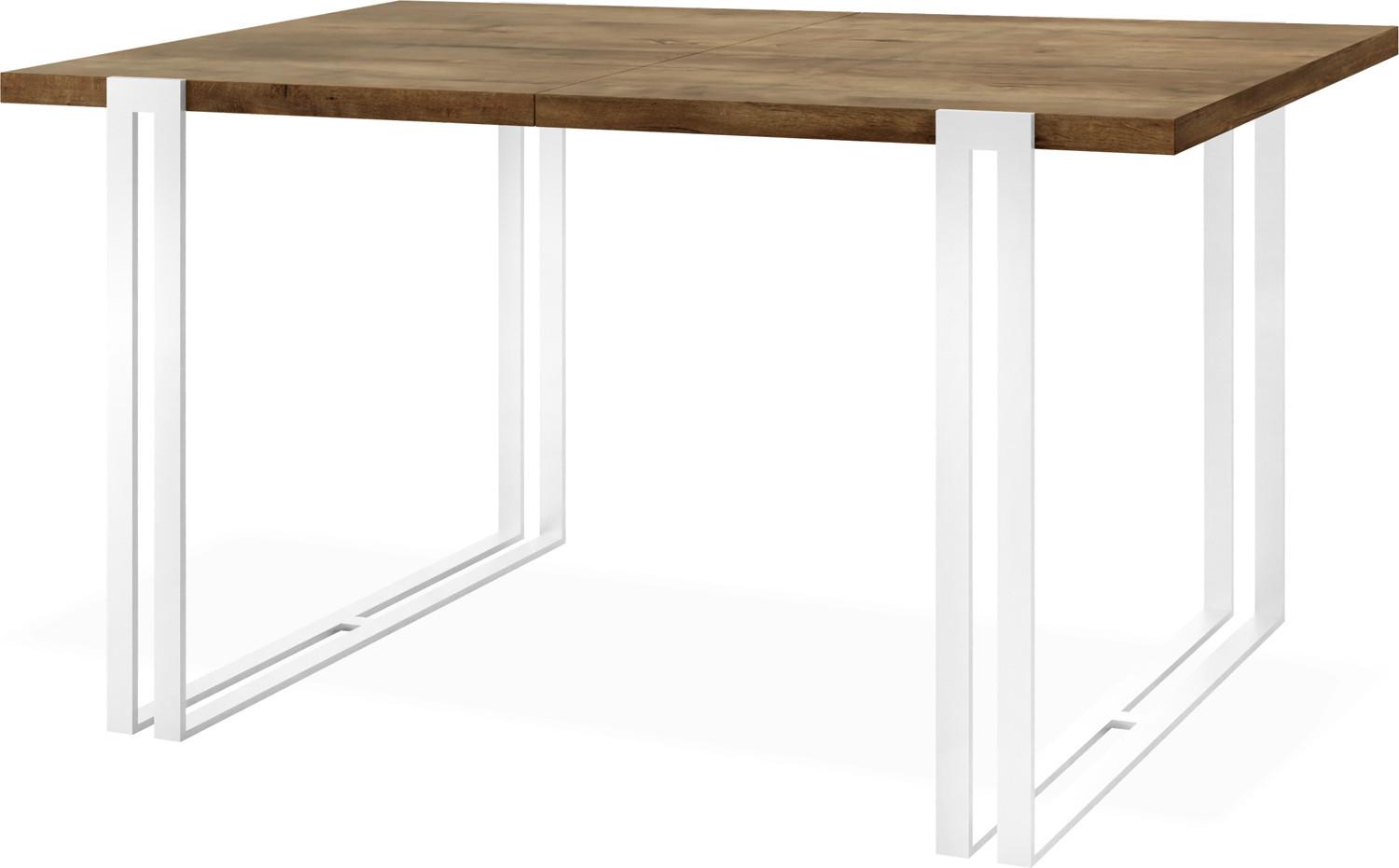 ESSTISCH Lilo rechteckig ausziehbar, Lefkas Eiche 160-260/90/76 cm - Alteiche/Weiß, Holzwerkstoff/Metall (90/260/76cm) - WFL GROUP