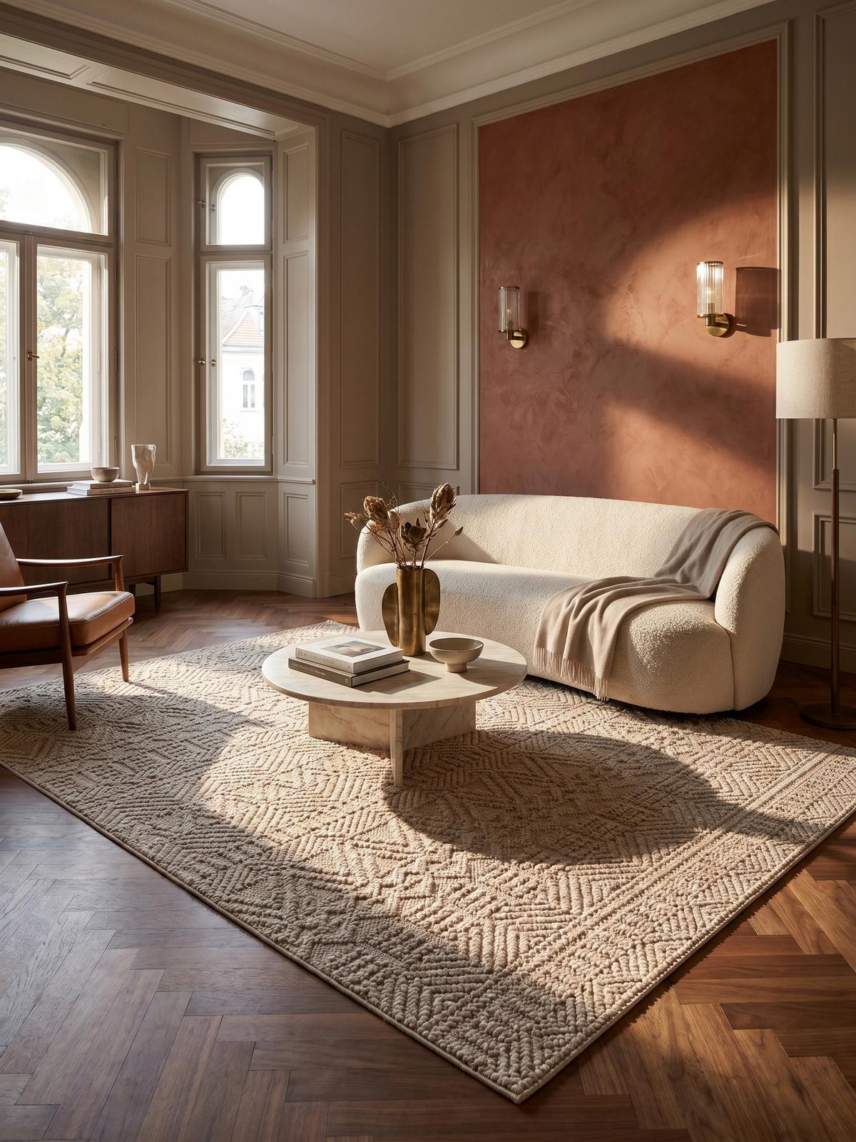 TEPPICH Flachgewebe LANGAU in Beige, mit Ethno-Streifen, 160 x 230 cm - Beige, Textil (160/230cm) - KADIMA DESIGN