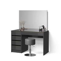 SCHMINKTISCH-SET Imola Schwarz/Gold 120 cm mit Hocker - Goldfarben/Schwarz, Holzwerkstoff (120/75/55cm) - Livinity®
