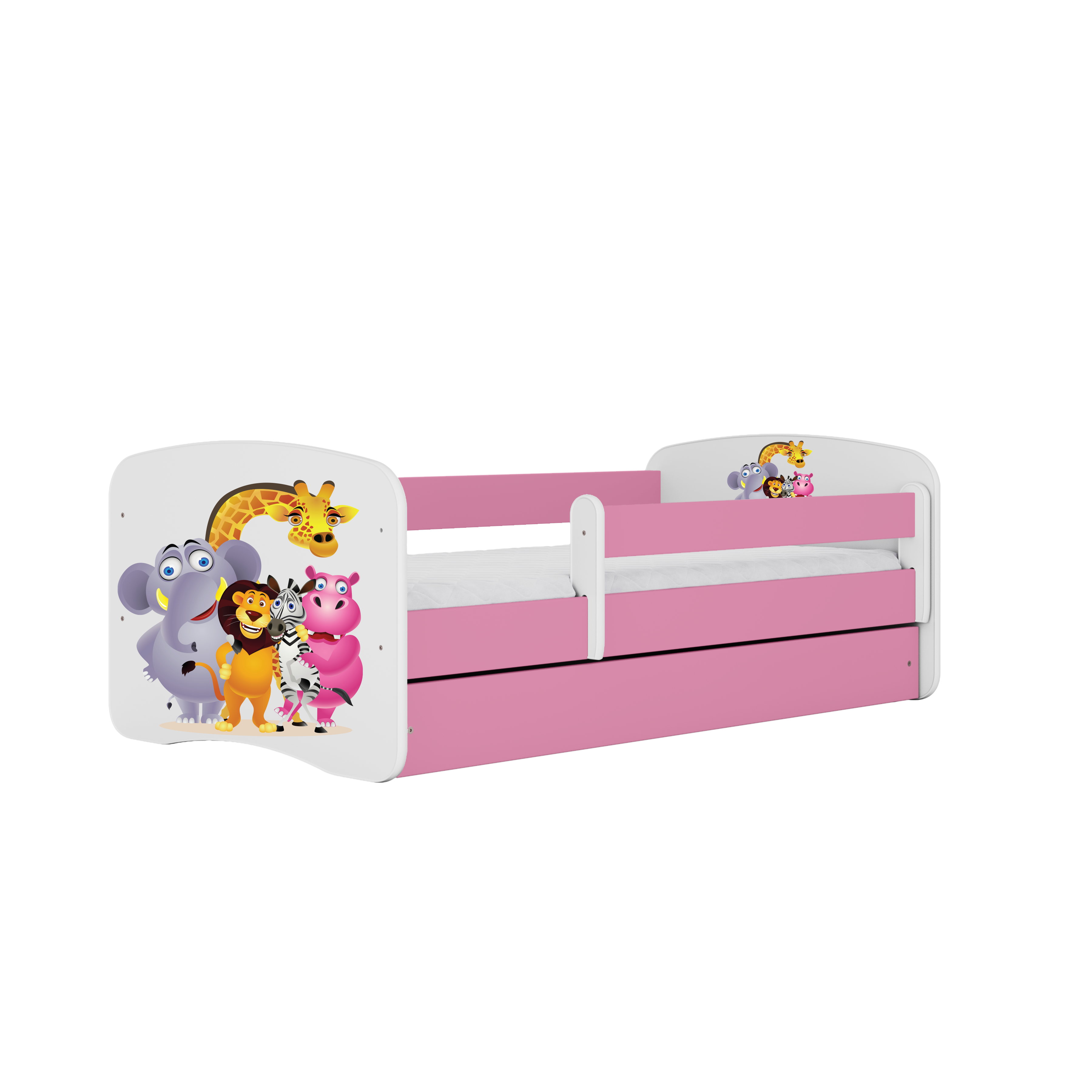 KINDERBETT ZOO mit Schublade und Matratze 160/80 - Rosa, Holzwerkstoff (80/160cm) - RAUMHIRSCH FURNITURE