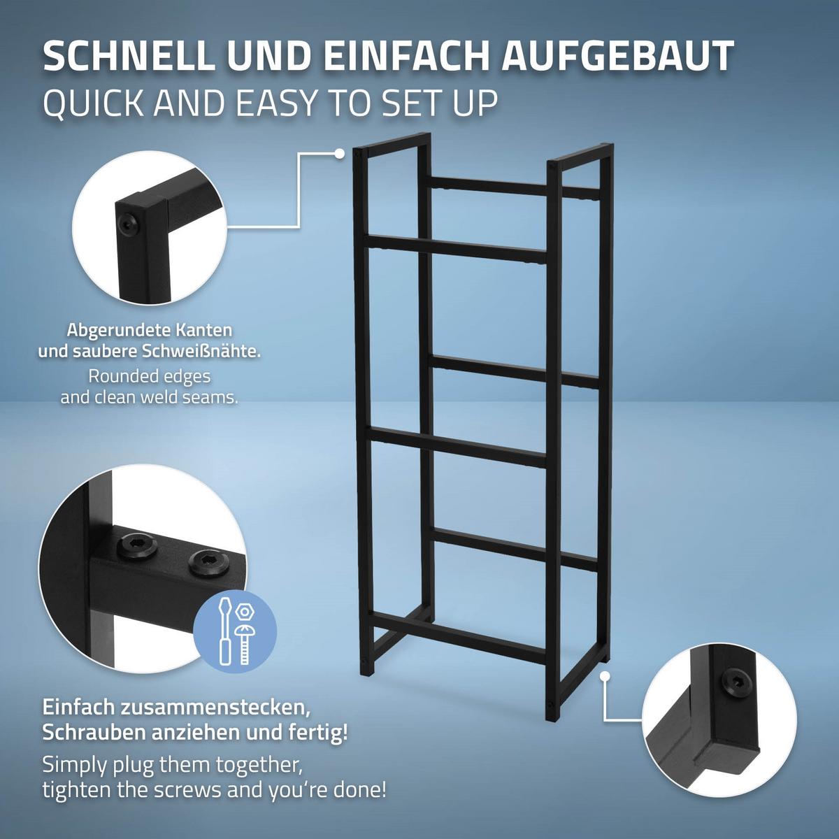 GETRÄNKEKISTENREGAL für 3 Kisten 47x31x116,5 cm aus Stahl - Anthrazit, Metall (31/116.5/47cm) - ML-DESIGN
