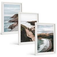 BILDER SET 3er Set - 40x60 cm Weißer Rahmen - Klippenblicke, Strandlandschaften - Weiß, Kunststoff (40/60cm) - TULUP
