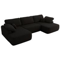 WOHNLANDSCHAFT CUBO U Schwarz Boucle - Schwarz, Kunststoff/Textil (370/100/187cm) - MKS