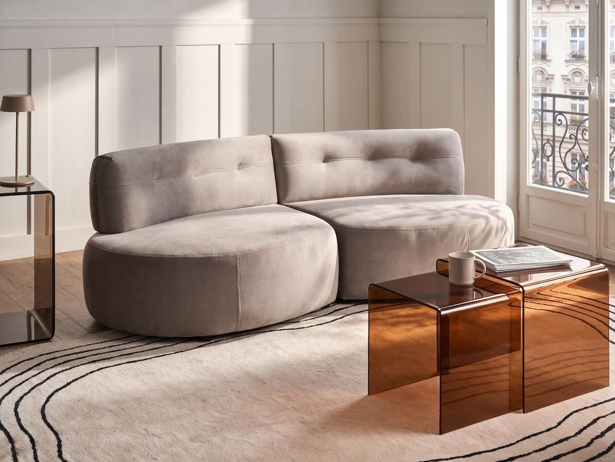 3-SITZER-SOFA Samtstoff Taupe Laerdal - Taupe, Textil (210/68/105cm) - Beliani