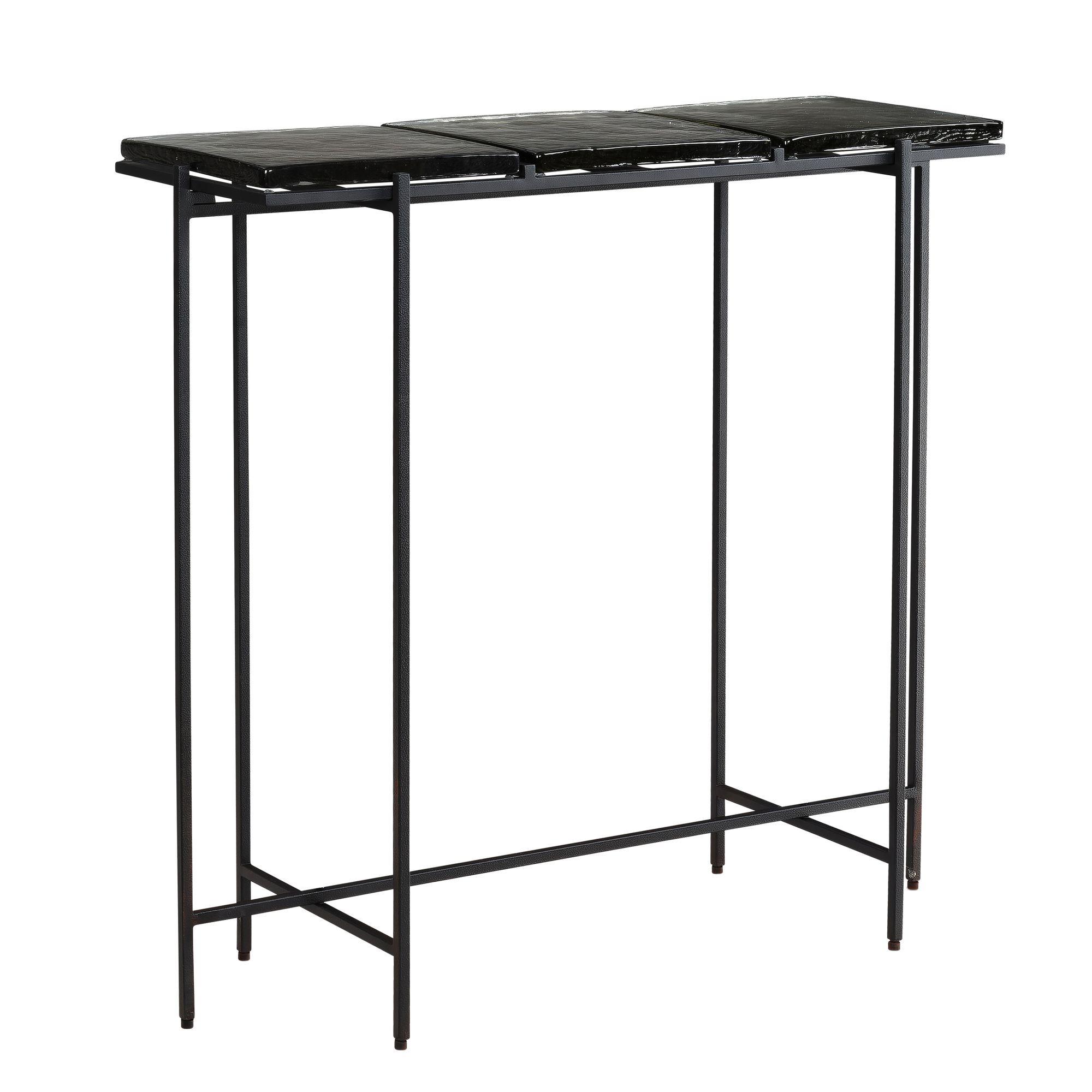 KONSOLENTISCH – Schwarz/Glas, 90x29x85 cm, Metallgestell, mit abnehmbaren Tischplatten - Schwarz, Glas/Metall (29/90/85cm) - KADIMA DESIGN