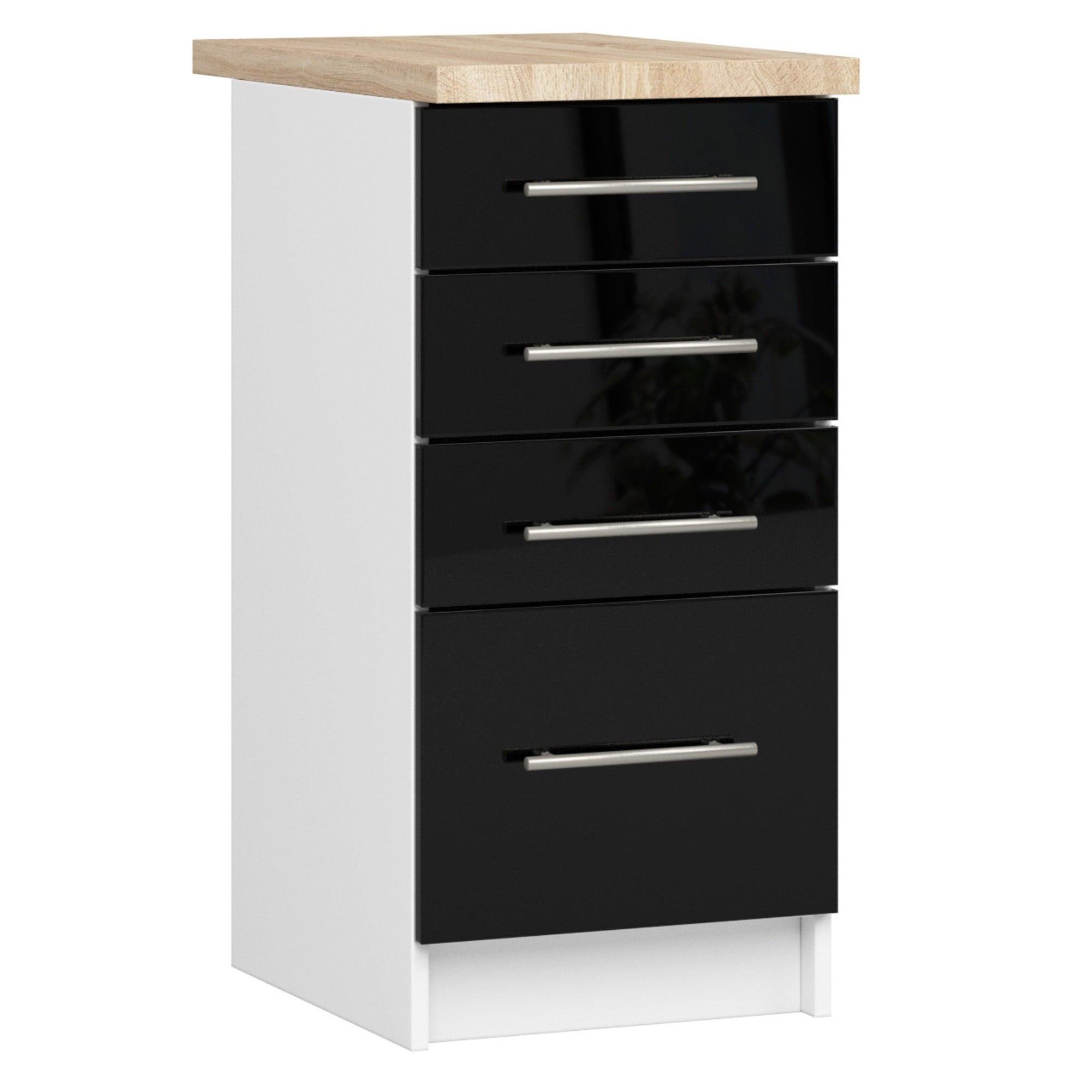 UNTERSCHRANK Weiß, Schwarz Glanz 85/40/46 - Weiß, Holzwerkstoff (40/85/46cm) - RAUMHIRSCH FURNITURE