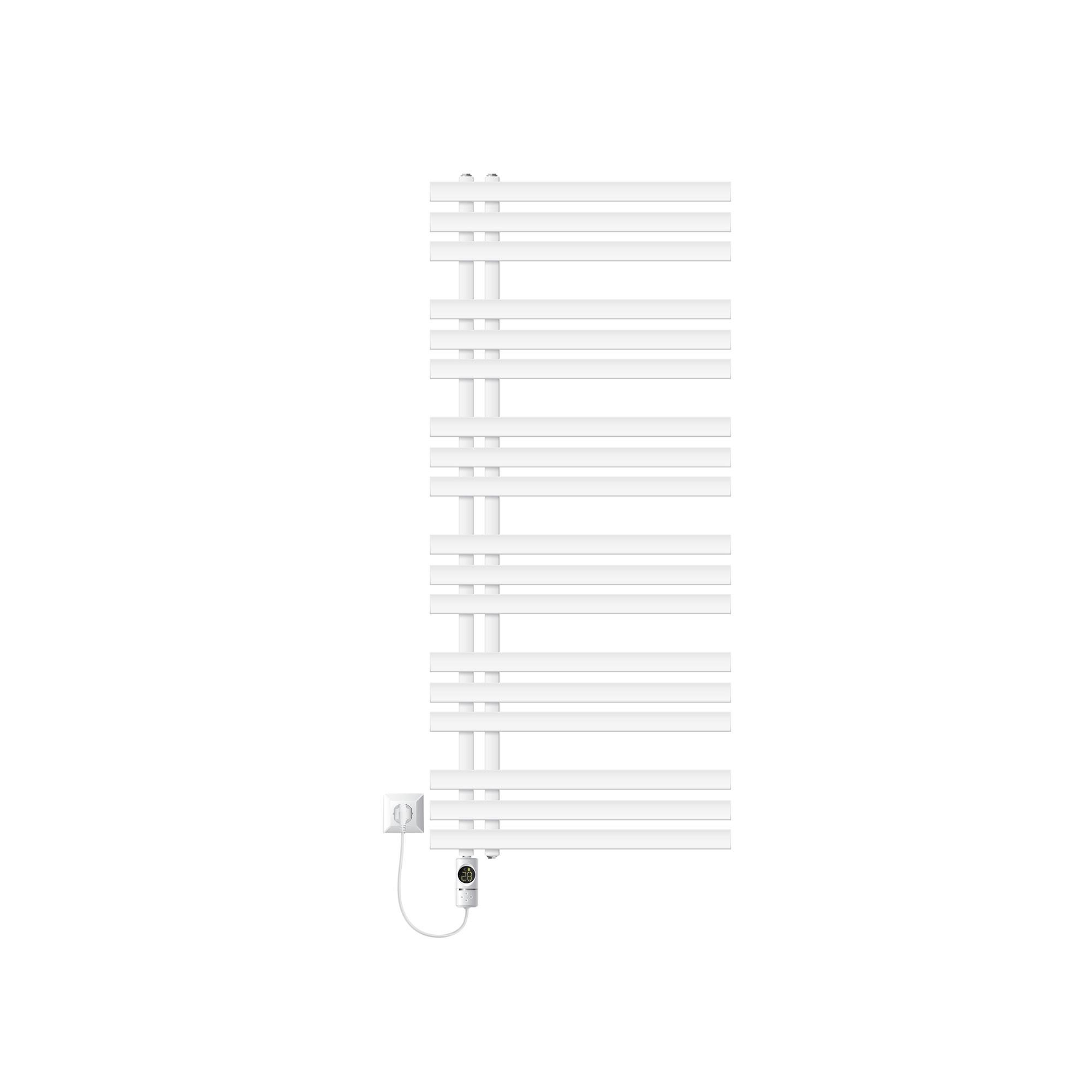 BADHEIZKÖRPER elektrisch IRON EM 600x1400 mm Weiß mit Heizstab 900W Digital - Weiß, Metall (60/140/3cm) - LuxeBath