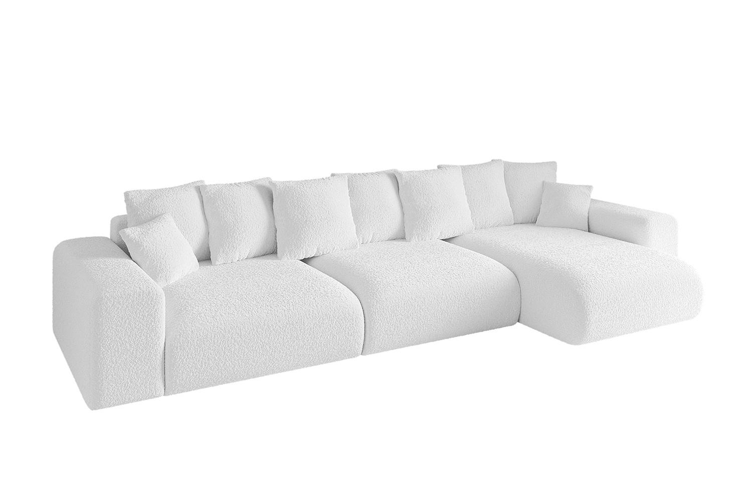 ECKSOFA Ottomane rechts ESKAR-L2 364x176x72 Weiß Bouclé - Schwarz/Weiß, Holzwerkstoff/Kunststoff (176/364cm) - ALTDECOR