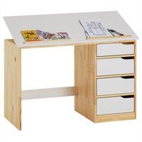 KINDERSCHREIBTISCH EMMA natur/weiß - Naturfarben/Weiß, Holz (114/76/55cm) - IDIMEX