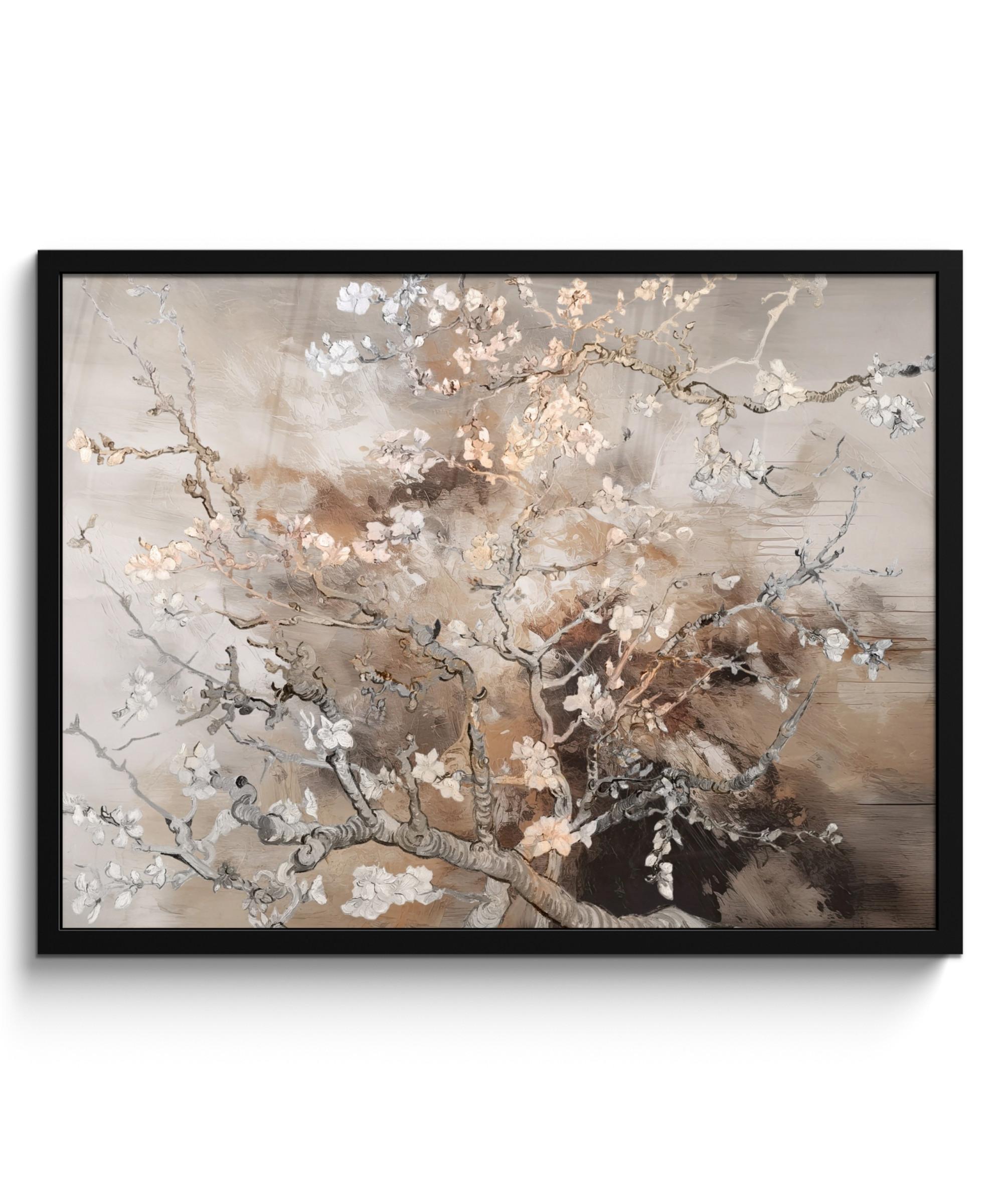 POSTER MIT RAHMENGERAHMTES BILD Mandelblüte - Kunst - Van Gogh - Beige - Abstrakt 80x60 cm - Braun, Papier (80/60cm) - MuchoWow
