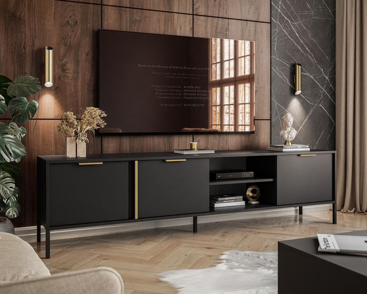 TV Element LARETTO II 203 cm anthrazit - Schwarz, Holzwerkstoff (203/53/40cm) - Lookway
