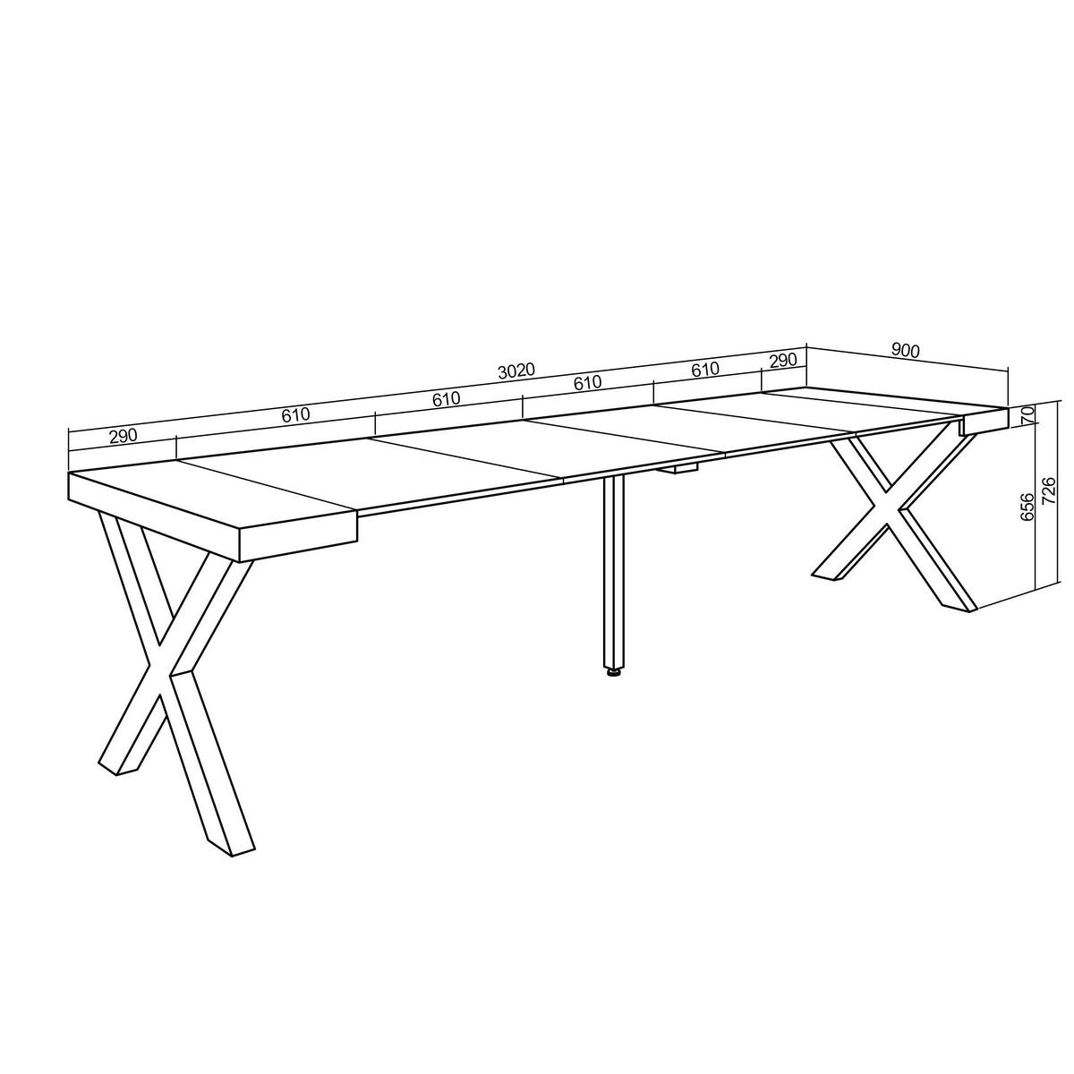 ESSTISCH ausziehbar 58 bis 302cm, für 14 Gäste, schwarz, 58/90/73cm - Schwarz, Holzwerkstoff (90/302/73cm) - Skraut Home