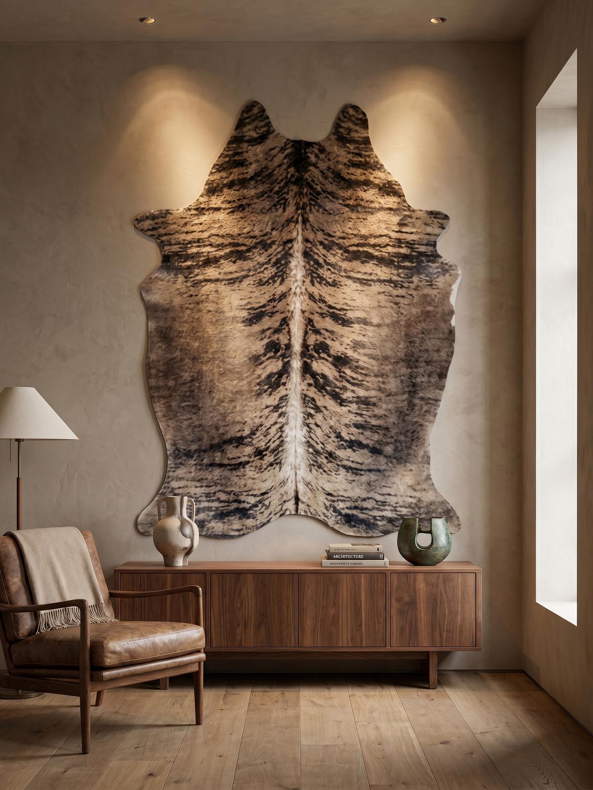 TEPPICH Flachgewebe GASTEIN in Braun, in Rindsleder-Optik, aus Polyester, 150 x 200 cm - Braun, Textil (200/150cm) - KADIMA DESIGN