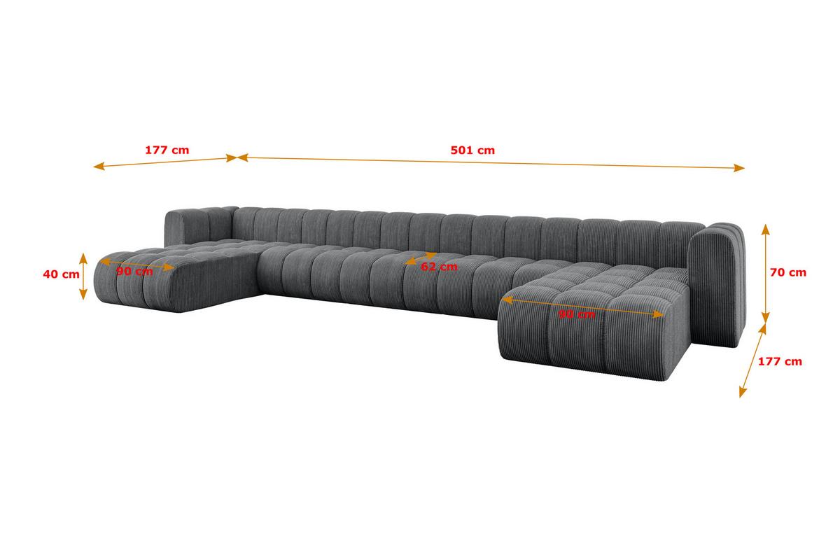 WOHNLANDSCHAFT modulares Sofa Joren-U3 - 501x177x70 cm Dunkelgrau - Dunkelgrau, Holzwerkstoff/Textil (501/70/177cm) - ALTDECOR