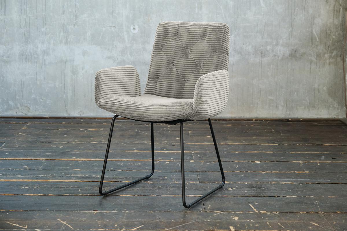 STUHL NEW CHARME Steingrau Cord (1er-Set) - Greige/Grau, Textil (59/87/66cm) - KAWOLA
