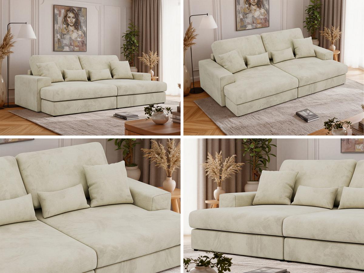 3-SITZER SOFA ANERO - Beige Velvet - Beige/Schwarz, Kunststoff/Textil (292/107/163cm) - MKS