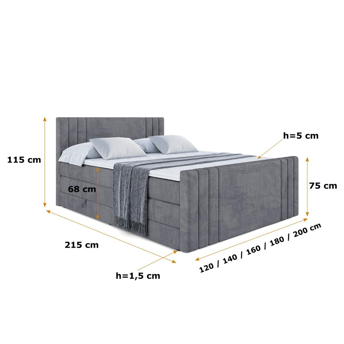 BOXSPRINGBETT IDRIKO-Z KING - 200x200 - H3/H4 - Dunkelgrau - Dunkelgrau, Holzwerkstoff (200/200cm) - ALTDECOR