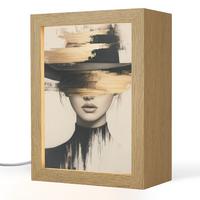 TISCHLEUCHTE Frau - Hut - Farbe 15x20 cm - Braun, Holzwerkstoff (8/15/20cm) - OnlyWow