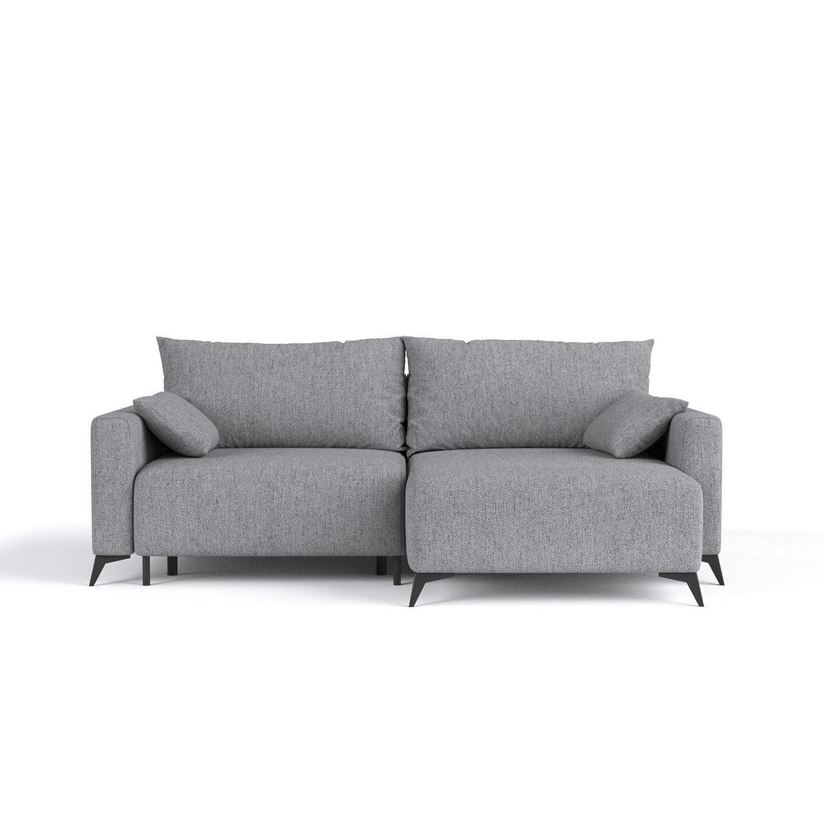 ECKSOFA NUVIO mit Schlaffunktion Grau im Neve Stoff - Schwarz/Grau, Holz/Holzwerkstoff (239/148cm) - AltaBeds