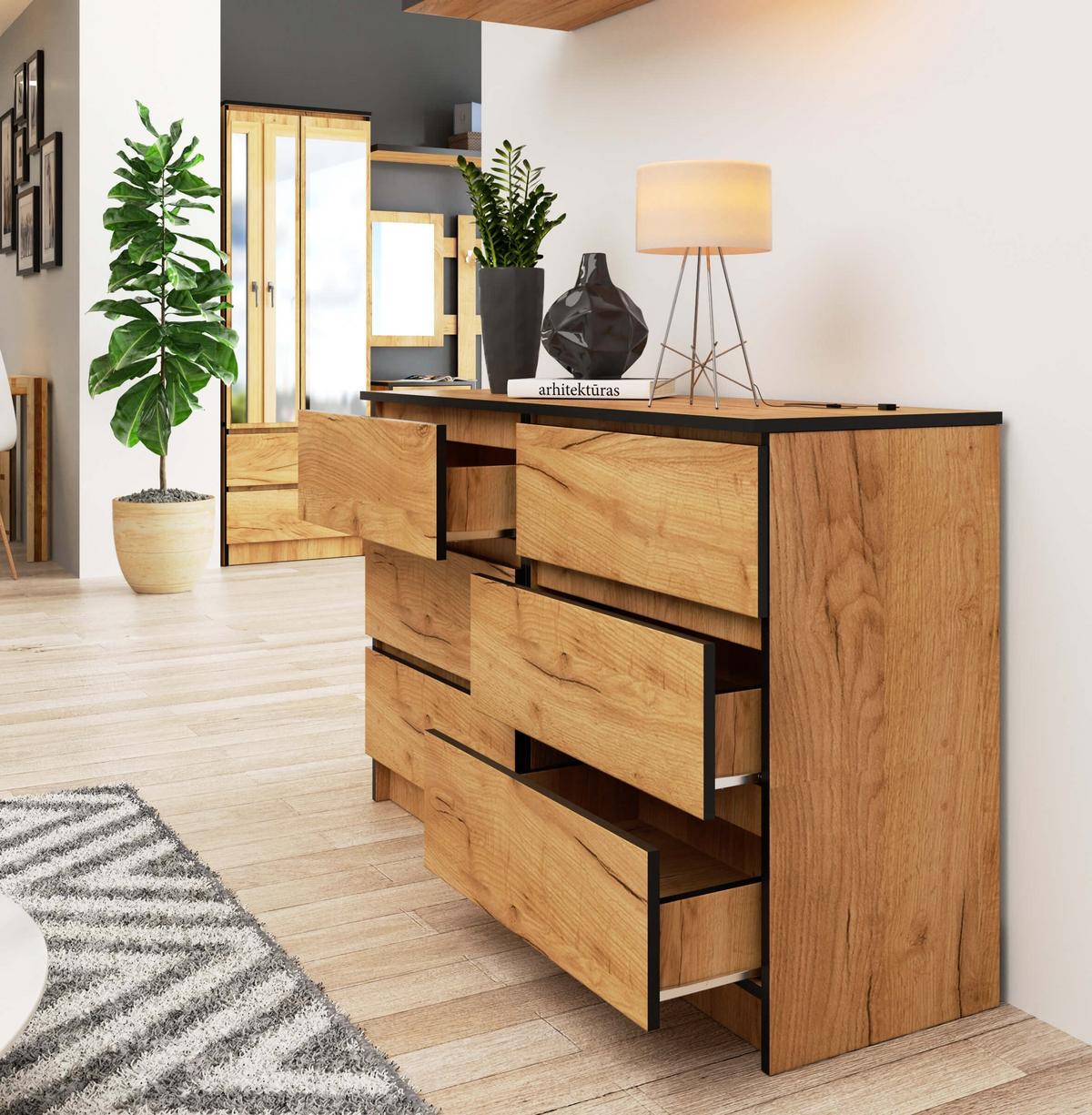 KOMMODE Eiche Craft 77/120/40 - Eiche San Remo, Holzwerkstoff (120/77/40cm) - RAUMHIRSCH FURNITURE