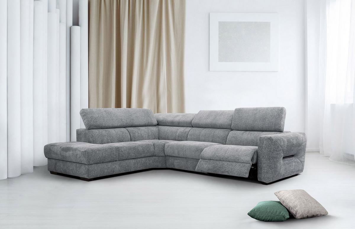 ECKSOFA CALVERA 5-Sitzer mit 1 Relaxfunktion, grau - Grau, Holzwerkstoff/Textil (239/298cm) - Wozimo