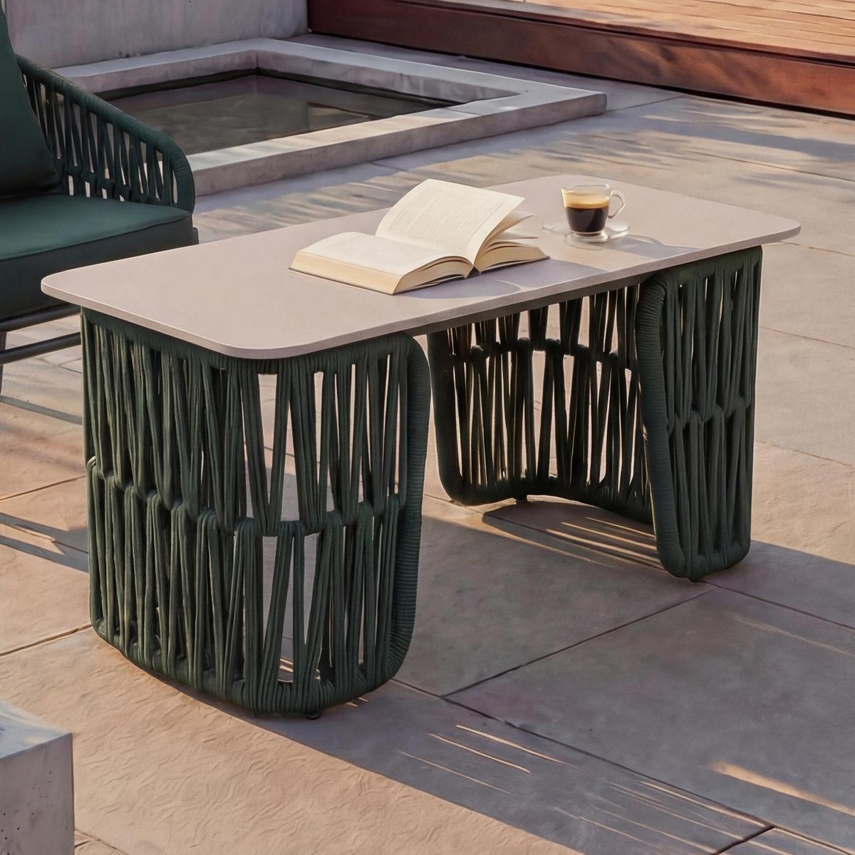 LOUNGETISCH eckig Grün, Cremeweiß - Weiß/Grün, Metall (45/90/43cm) - MCW