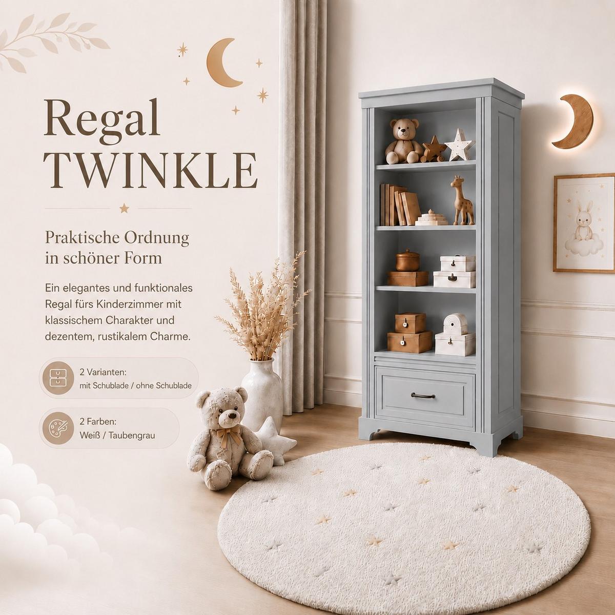 WALL shelf TWINKLE für das Kinderzimmer Grau matt - Grau, Holzwerkstoff (81/180/48cm) - Lookway