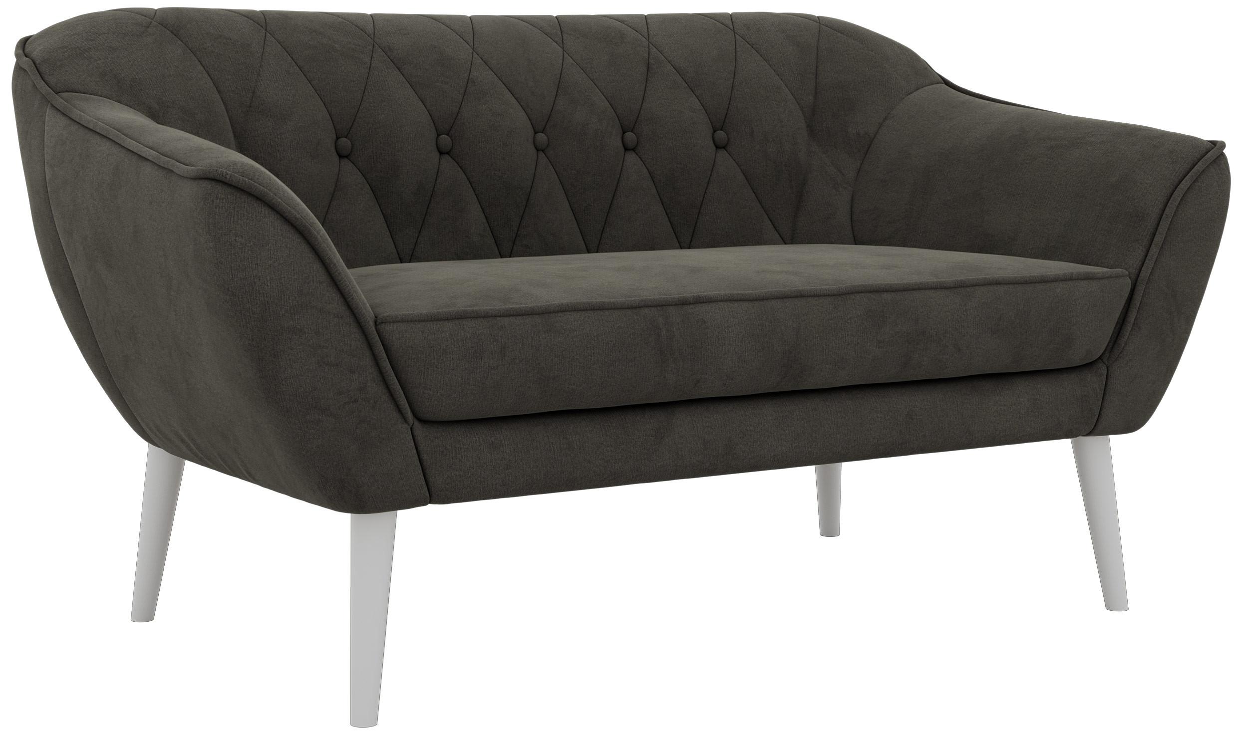 2-SITZER-SOFA PIRS - Dunkelgrau Velvet - Weiße Beine - Dunkelgrau/Weiß, Holzwerkstoff/Textil (140/75/74cm) - MKS