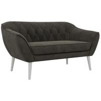2-SITZER-SOFA PIRS - Dunkelgrau Velvet - Weiße Beine - Dunkelgrau/Weiß, Holzwerkstoff/Textil (140/75/74cm) - MKS