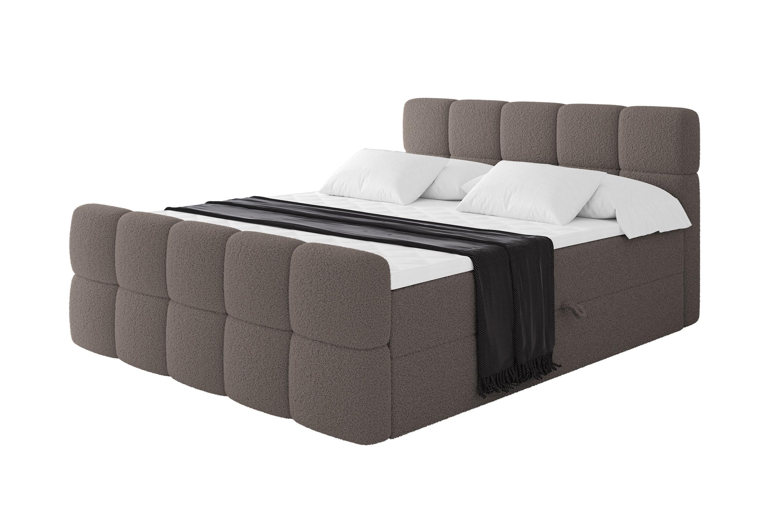 BOXBETT mit Matratze H4 - FAMA-Z - 140x200 cm Braun Quelle - Braun, Holzwerkstoff - ALTDECOR