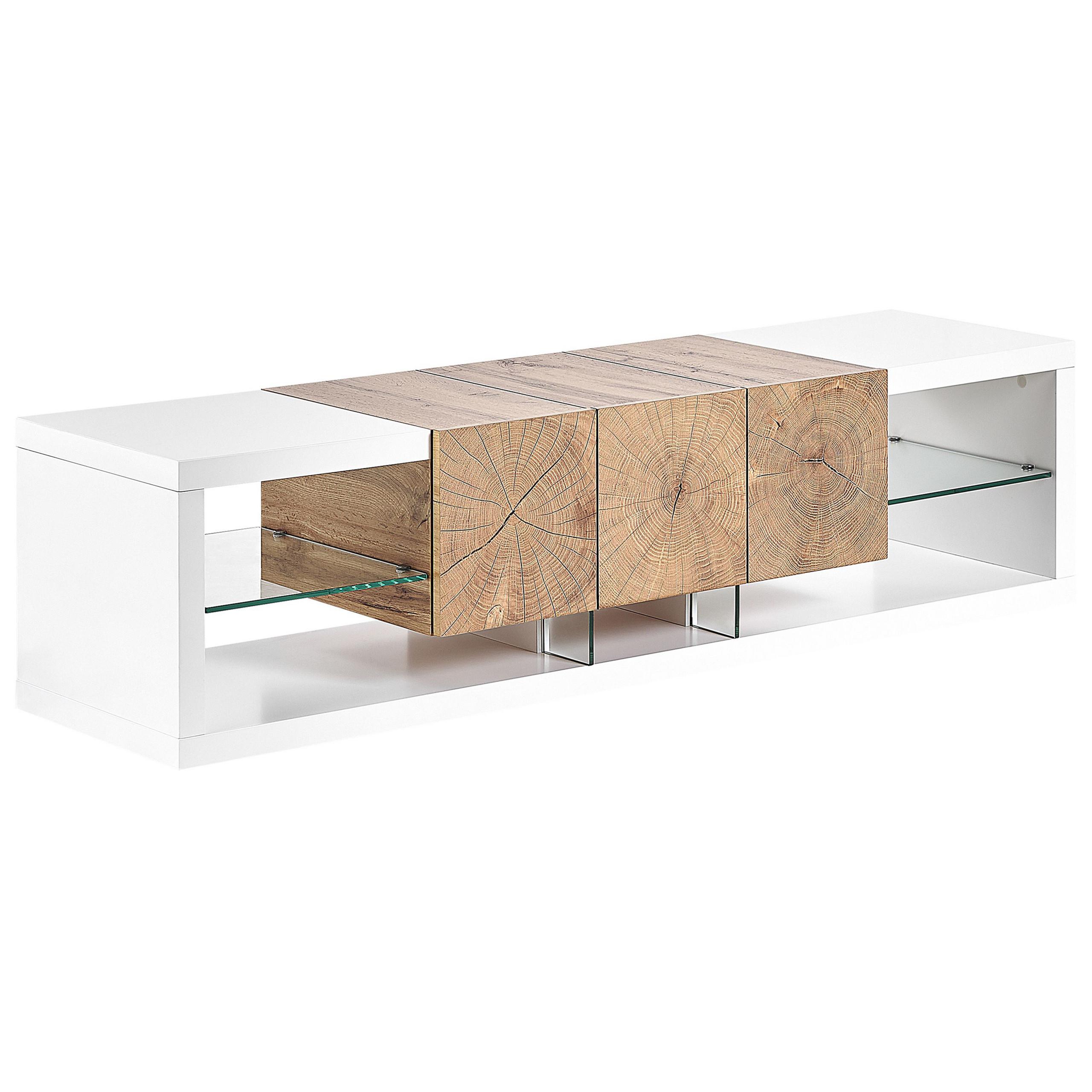 TV-MÖBEL Weiß, Hellbraun FULERTON 42/160/40 cm - Weiß, Holzwerkstoff (160/40/42cm) - Beliani
